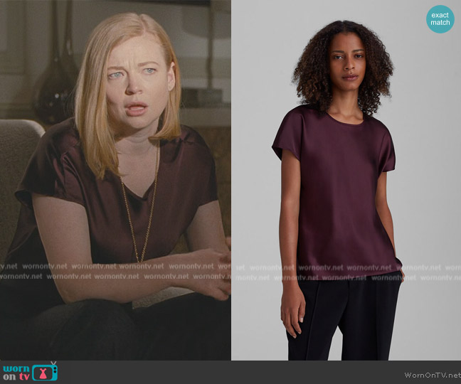 Club Monaco Satin Tee worn by Shiv Roy (Sarah Snook) on Succession