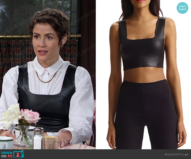 Commando Cropped Faux Leather Top worn by Sarah Horton (Linsey Godfrey) on Days of our Lives