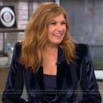 Connie Britton’s navy blue velvet striped blazer on CBS Mornings