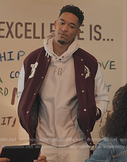 WornOnTV Damon s Fear Of God Logo Hoodie On All American Homecoming WornOnTV Damon s Fear Of God Logo Hoodie On All American Homecoming