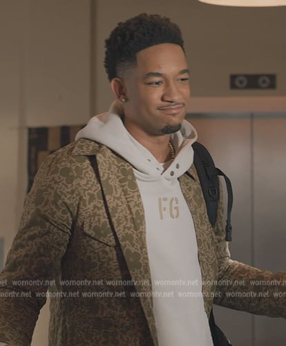 Damon’s Fear of God logo hoodie on All American Homecoming