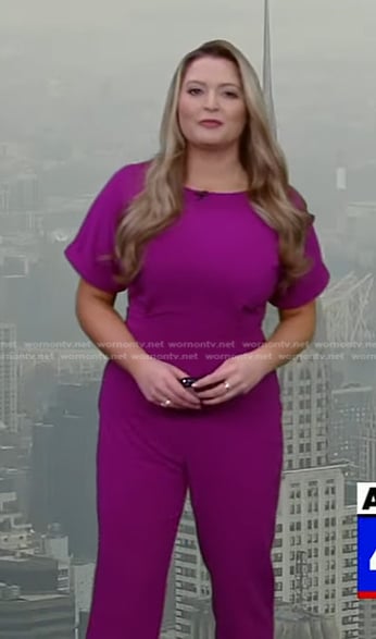 Dani Beckstrom's purple short sleeve jumpsuit on Good Morning America