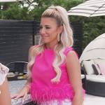 Danielle’s pink feather hem top on The Real Housewives of New Jersey