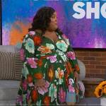 Danielle Pinnock’s green floral pleated dress on The Kelly Clarkson Show