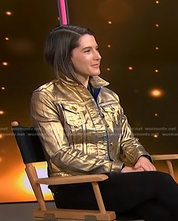 Daryn Carp’s gold metallic denim jacket on NBC News Daily