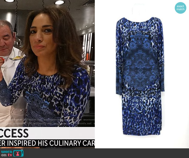 David Meister Leopard and Medallion Dress worn by Michelle Miller on CBS Mornings
