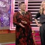 Deja Vu’s black floral pleated wrap dress on Live with Kelly and Ryan