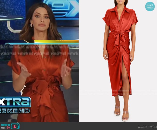 Divine Heritage Satin Tie Waist Midi Dress worn by Jennifer Lahmer on Extra