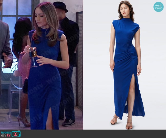 Diane von Furstenberg Apollo Maxi Dress in Royal Blue worn by Molly Lansing-Davis (Haley Pullos) on General Hospital