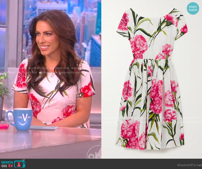 Dolce and Gabbana Pleated floral-print silk-twill dress worn by Alyssa Farah Griffin on The View