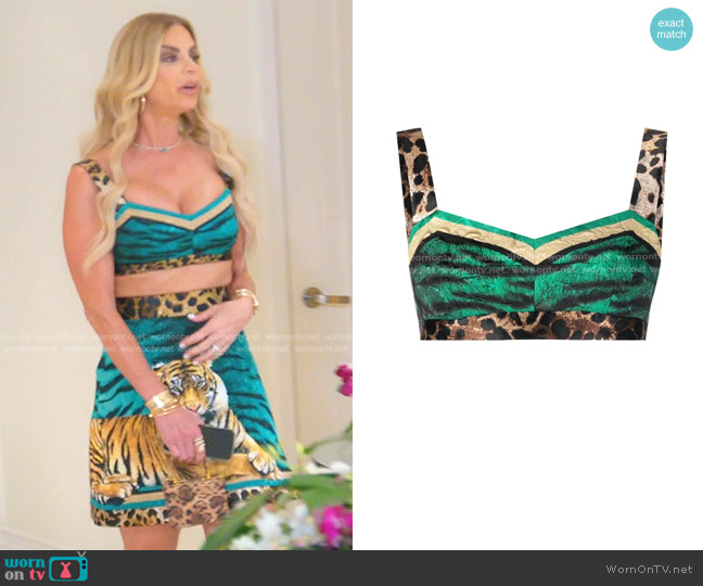 Dolce & Gabbana Animal-Print Bustier Crop Top worn by Alexia Echevarria (Alexia Echevarria) on The Real Housewives of Miami