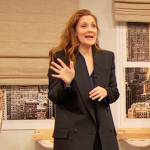 Drew’s black pinstripe double breasted blazer on The Drew Barrymore Show