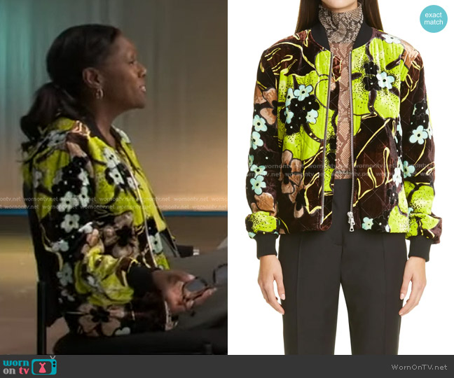Dries van Noten Velvet Floral Quilted Jacket worn by Deborah Roberts on Good Morning America