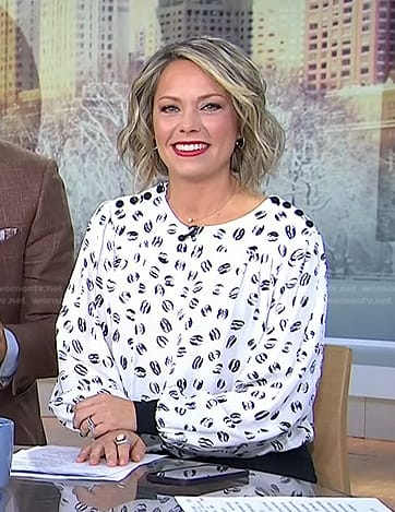 Dylan’s white printed blouse on Today