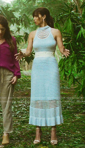 Elena’s light blue crochet dress on Fantasy Island