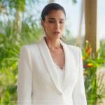 Elena’s white shawl-collar blazer on Fantasy Island