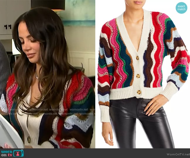 Eleven Six Taylor Multicolor Cardigan worn by Keleigh Sperry on Access Hollywood