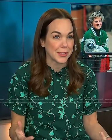 Elizabeth Holmes's green floral top on Access Hollywood