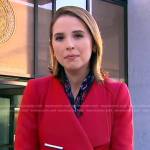 Elizabeth Schulze’s red wrap coat on Good Morning America