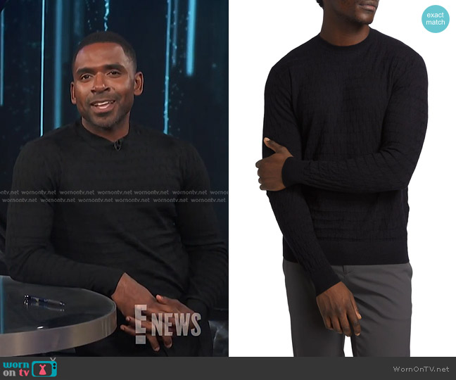 Emporio Armani Textured Honeycomb Sweater worn by Justin Sylvester on E! News