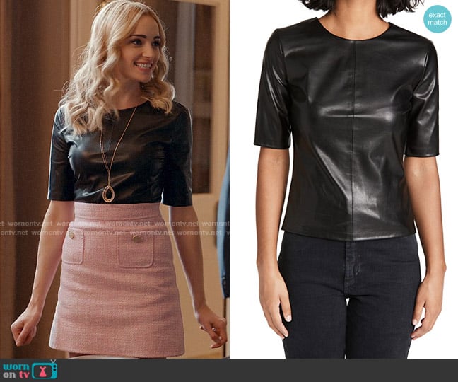 Enza Costa Vegan Leather Crew Top worn by Georgia Miller (Brianne Howey) on Ginny & Georgia