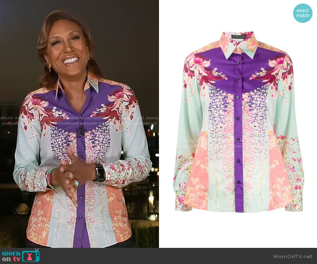 Etro Floral Print Colour Block Shirt worn by Robin Roberts on Good Morning America