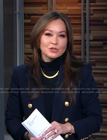 Eva’s navy double breasted blazer on Good Morning America