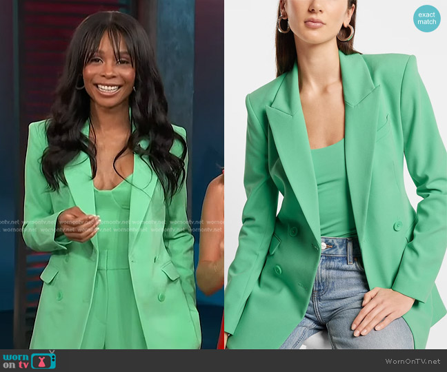 Express Peak Lapel Double Breasted Hourglass Blazer worn by Zuri Hall on Access Hollywood