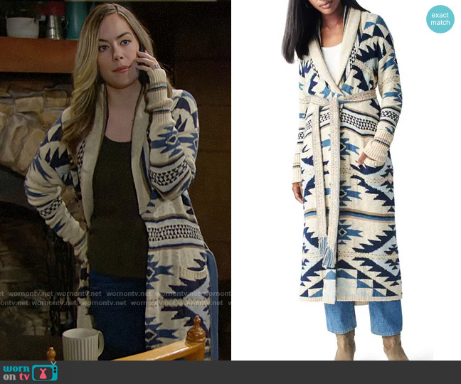 Faherty Paloma Cardigan worn by Hope Logan (Annika Noelle) on The Bold and the Beautiful