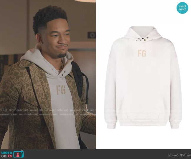 Fear Of God Logo-print pullover hoodie worn by Damon (Peyton Alex Smith) on All American Homecoming