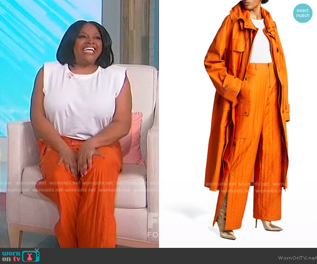 Fenty Baggy Quilted Cotton Pants Orange worn by Sherri Shepherd on Sherri