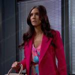 Gabi’s pink printed dress and wrap coat on Days of our Lives