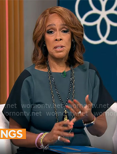 Gayle King's green and black dress on CBS Mornings