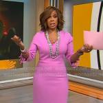 Gayle King’s pink v-neck tie sleeve dress on CBS Mornings