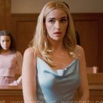 Georgia’s blue satin cowl neck dress on Ginny & Georgia