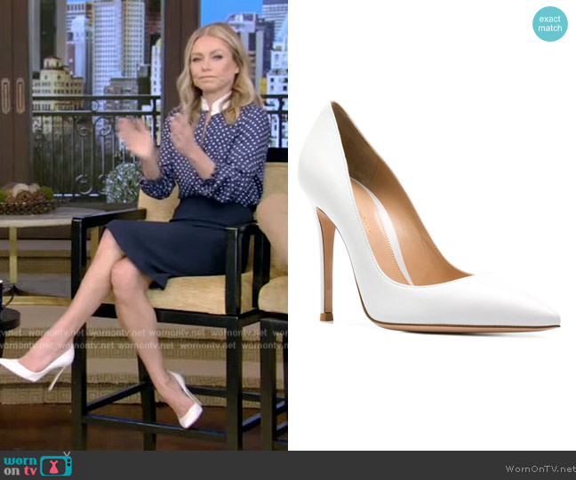 Gianvito Rossi Paris 100 Pumps worn by Kelly Ripa on Live with Kelly and Ryan