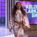 Gina Torres’s printed wrap effect dress on The Kelly Clarkson Show