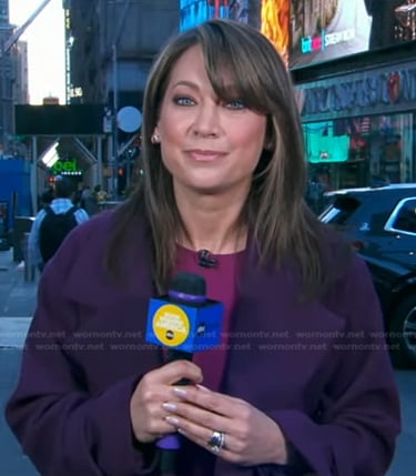 Ginger’s purple wrap coat on Good Morning America