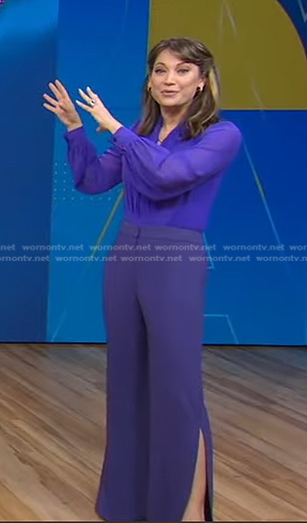 Ginger's purple blouse and side-slit pants on Good Morning America