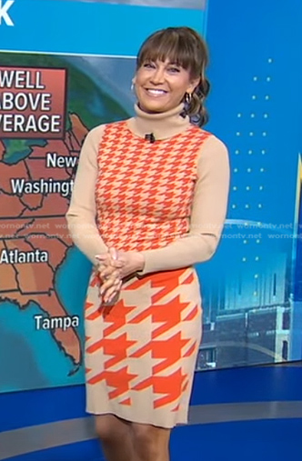 Ginger's houndstooth turtleneck sweater and skirt on Good Morning America