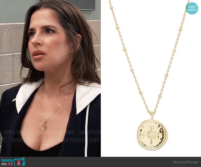 Gorjana Compass Coin Pendant Necklace worn by Sam McCall (Kelly Monaco) on General Hospital