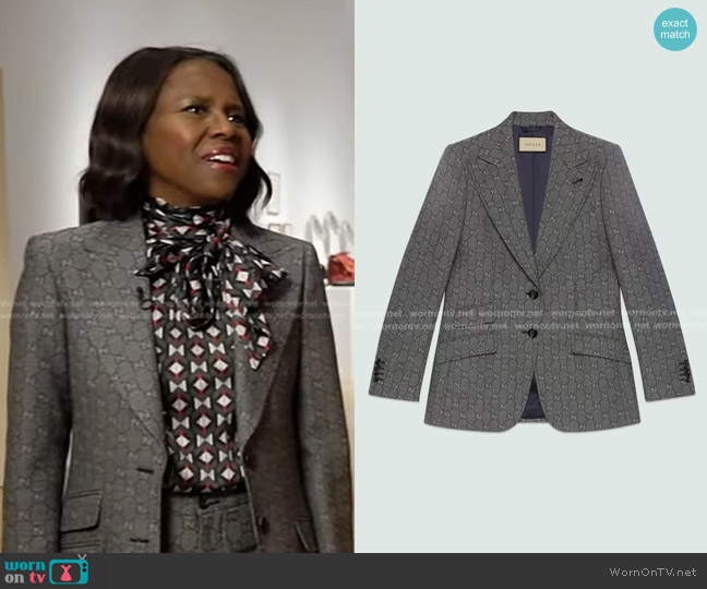Gucci GG Wool Jacquard Jacket worn by Deborah Roberts on Good Morning America