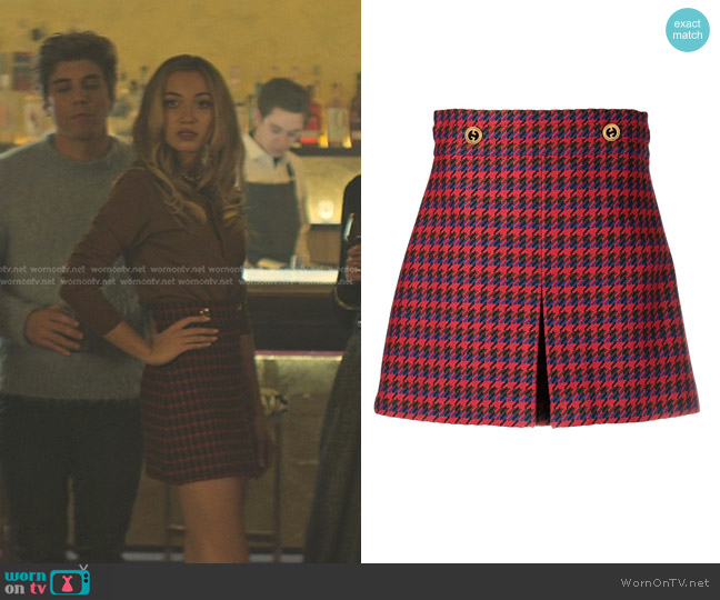 Gucci Houndstooth Wool Skirt worn by Lady Phoebe (Tilly Keeper) on You