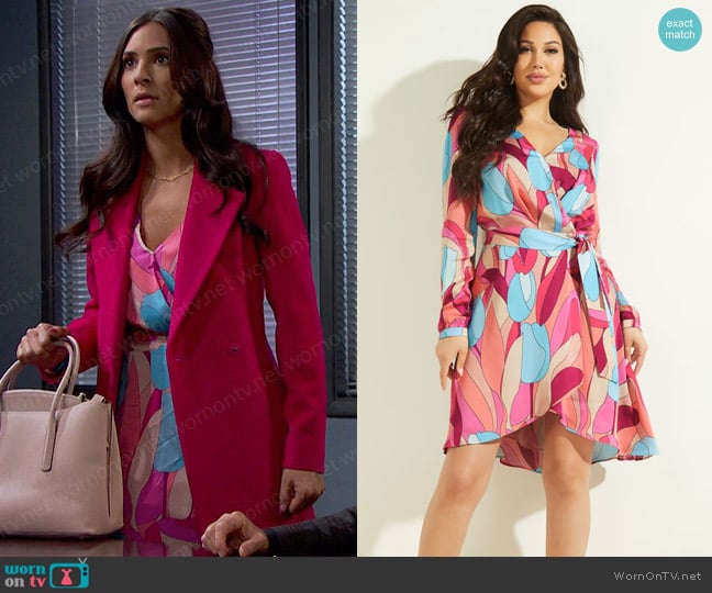 Guess Bold Bloom Wrap Dress worn by Gabi Hernandez (Camila Banus) on Days of our Lives