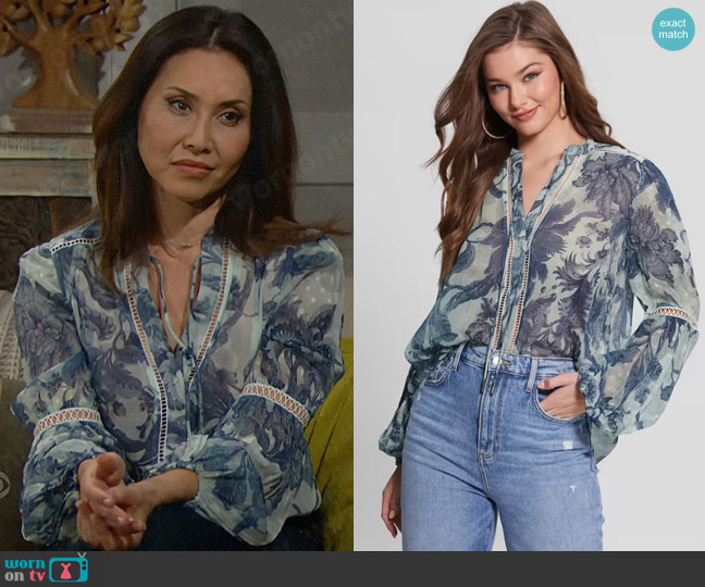 Guess Josette Top worn by Li Finnegan (Naomi Matsuda) on The Bold and the Beautiful