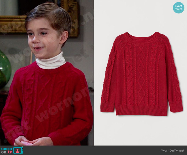 H&M Cable-Knit Sweater worn by Thomas DiMera (Cary Christopher) on Days of our Lives