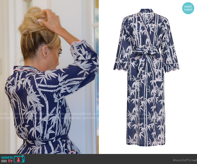 Heidi Carey Navy Bamboo Classic Robe worn by Marysol Patton (Marysol Patton) on The Real Housewives of Miami