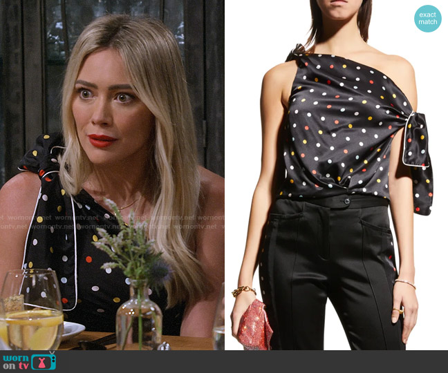 Hellessy Kiki Polka Dot Top worn by Sophie (Hilary Duff) on How I Met Your Father