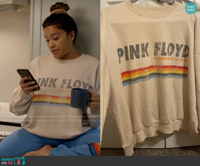H&M The Dark Side Of The Moon Sweatshirt worn by Nell Serrano (Gina Rodriguez) on Not Dead Yet
