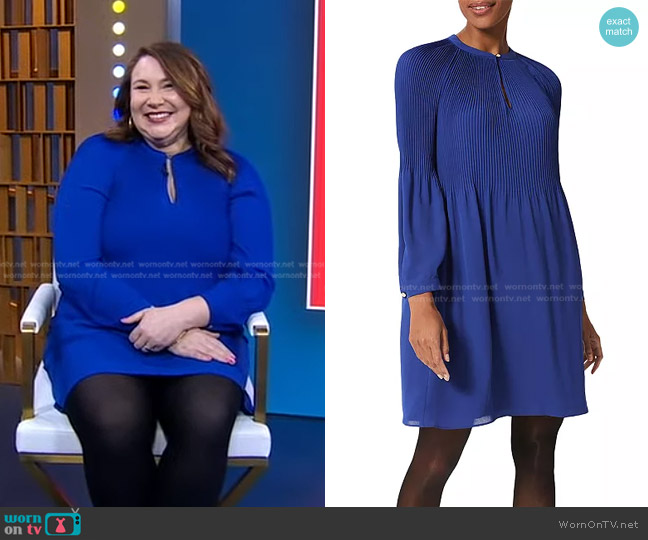 Hobbs Mimi Pleated Shift Dress worn by Alisha Fernandez Miranda on Good Morning America